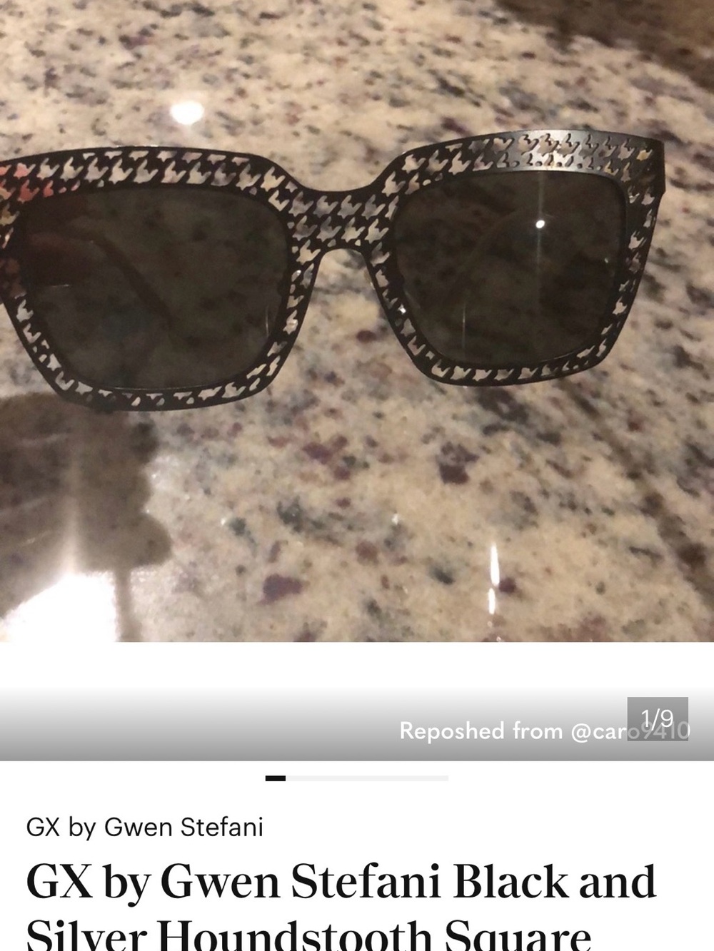 GX by Gwen Stefani Black and Silver Houndstooth Frame Sunglasses